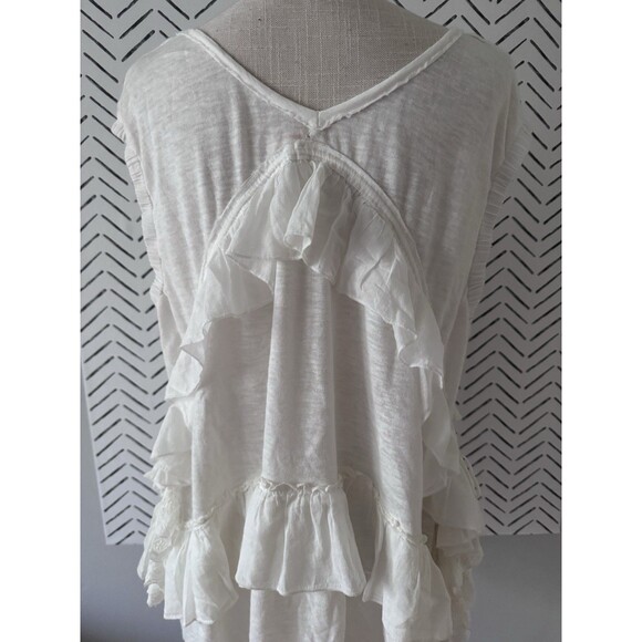 Free People Claire Tee Tunic Top Eyelet Embroidered Ruffle Tiered Boho Sz XS - Picture 3 of 10